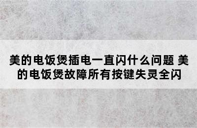 美的电饭煲插电一直闪什么问题 美的电饭煲故障所有按键失灵全闪